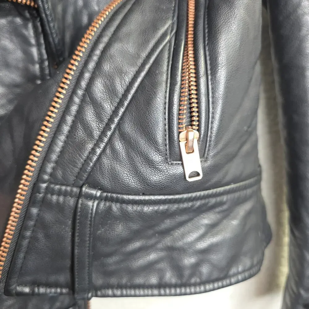 Marc NewYork SzM Faux Black Thick Sturdy 3D surface Moto Biker Jacket Gangster‎